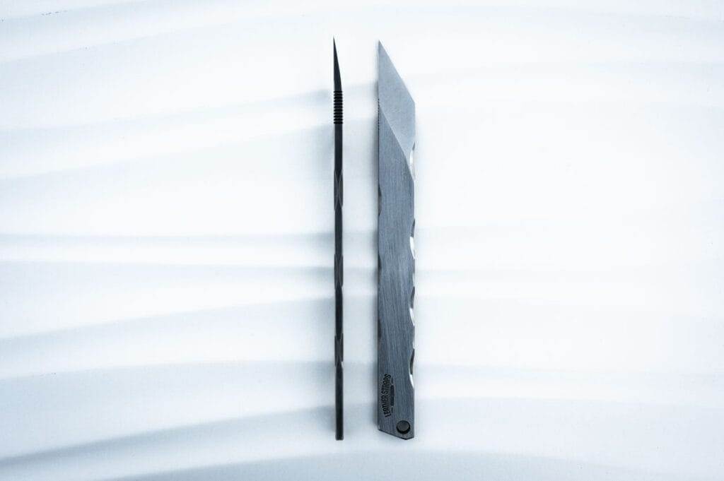 knives, snowy surface