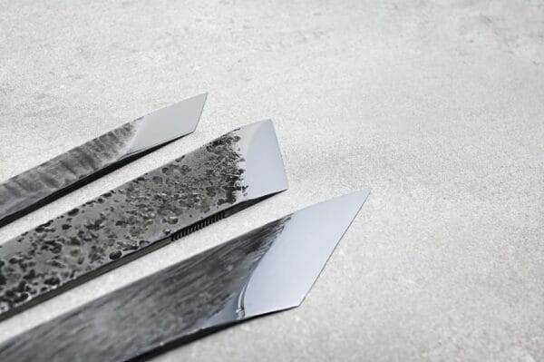 A Halloween Special! - 3 Piece Full Set of stainless steel blades on a concrete surface.